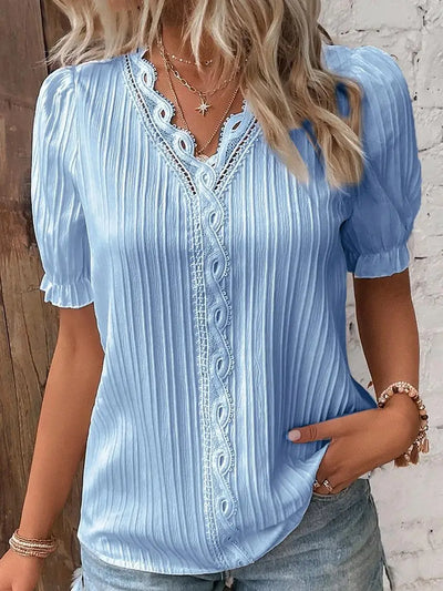 Senna™ | Blouse Brodée Col en V Romantique
