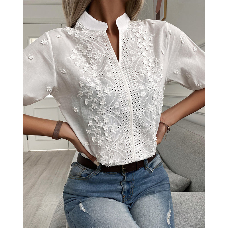 Blouse à manches bouffantes pour femmes | Blanc