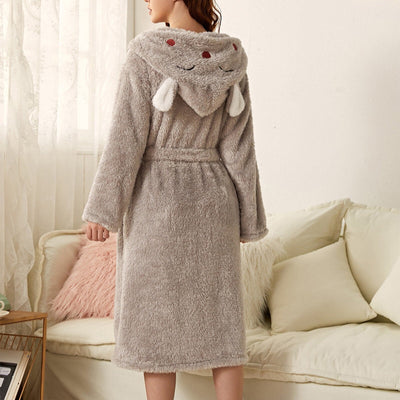 Brinley - Peignoir à capuche en flanelle épaisse pour femmes - Parfait pour les journées d'automne décontractées !