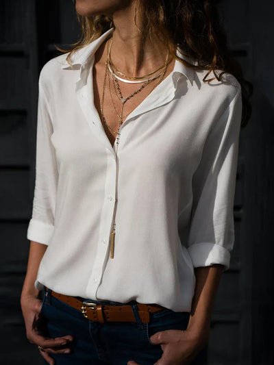 Chemisier Femme – Coupe Ample – Tissu Respirant – Manches Longues – Col Classique