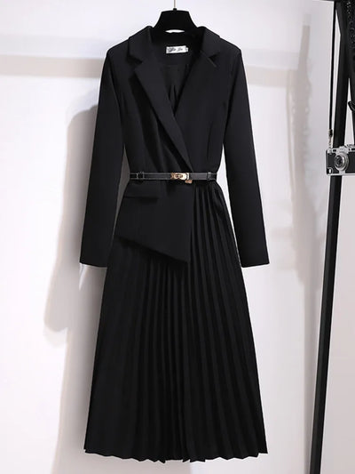 Robe Blazer Plissée | Élégance Moderne | Silhouette Ajustée