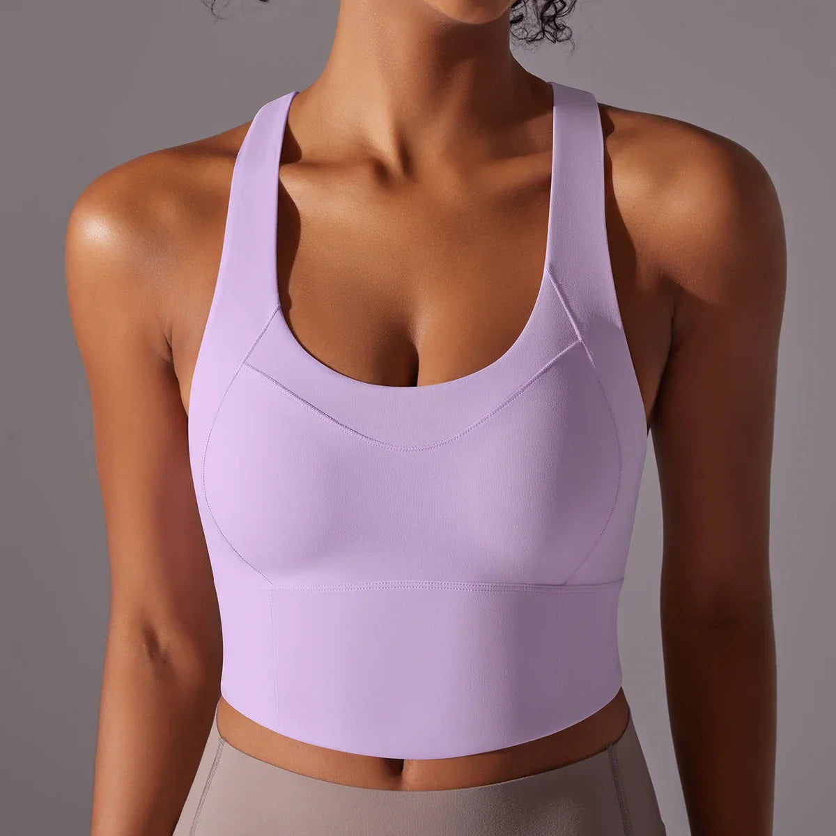 Brassière de sport femme – Maintien élevé – Dos nageur – Tissu stretch respirant