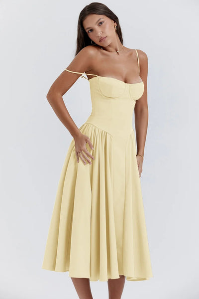 Éléanor - Robe D'Été Midi Chic Corsaire Pour Les Occasions Spéciales