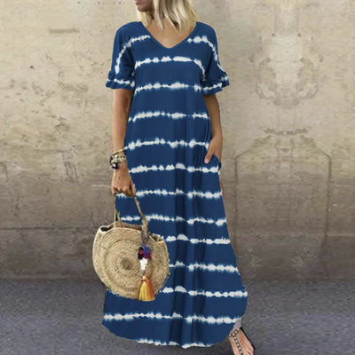 Marie™ | Robe Longue Bohème à Rayures Élégantes