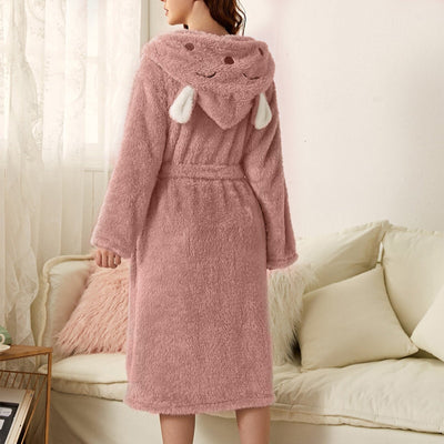 Brinley - Peignoir à capuche en flanelle épaisse pour femmes - Parfait pour les journées d'automne décontractées !