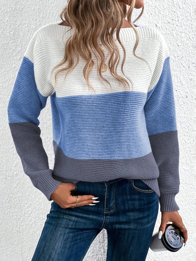 Juliette™ | Élégant pull-over patchwork tricolore