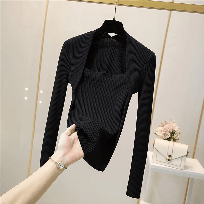 Frieda™ - Pull en tricot doux et chaud avec col carré