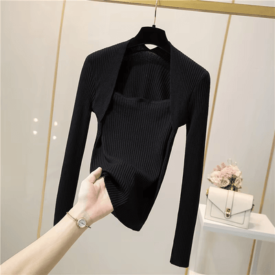 Frieda™ - Pull en tricot doux et chaud avec col carré