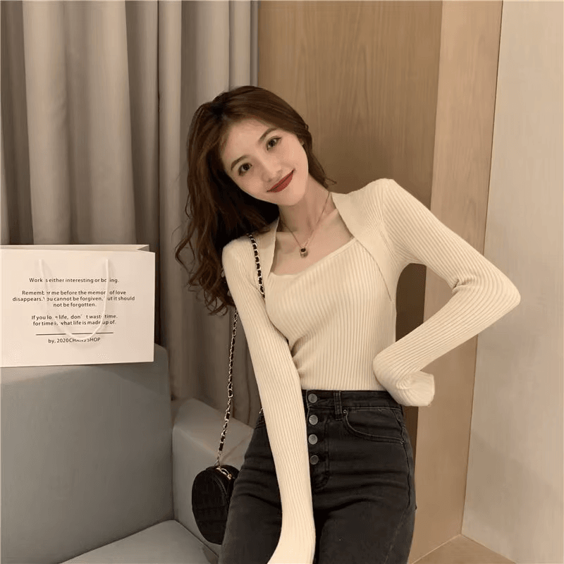 Frieda™ - Pull en tricot doux et chaud avec col carré