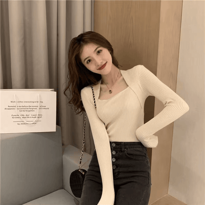 Frieda™ - Pull en tricot doux et chaud avec col carré