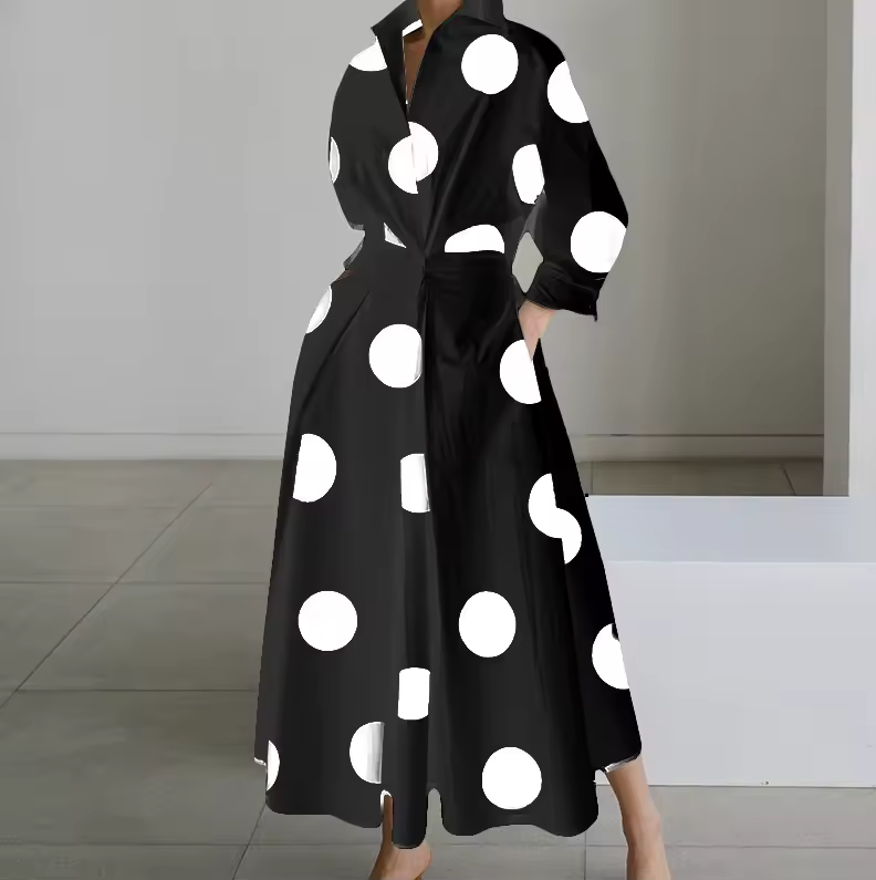 Karina | Collared Shirt Dress with Button-Down Front and Cinched Waist