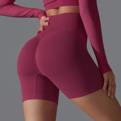 Leonida - Short d'entraînement sans couture avec taille haute pour femmes