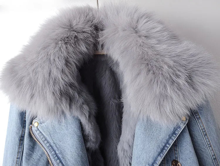 Veste en Jean Élégante avec Fausse Fourrure - Camille™