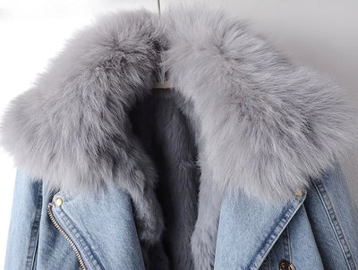 Veste en Jean Élégante avec Fausse Fourrure - Camille™