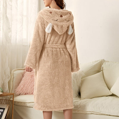 Brinley - Peignoir à capuche en flanelle épaisse pour femmes - Parfait pour les journées d'automne décontractées !