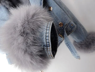 Veste en Jean Élégante avec Fausse Fourrure - Camille™