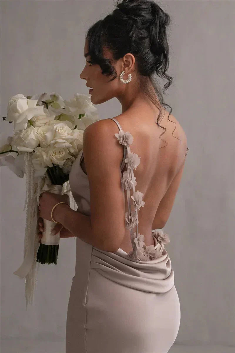 Cassiane - Robe en satin avec fleurs