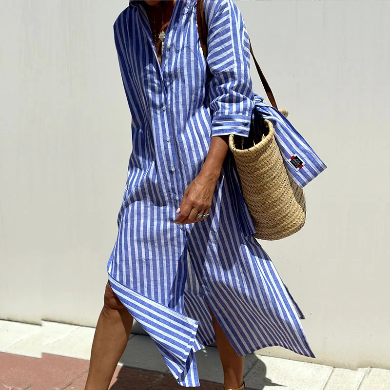 Robe Chemise en Lin | Coupe Décontractée | Élégance Intemporelle
