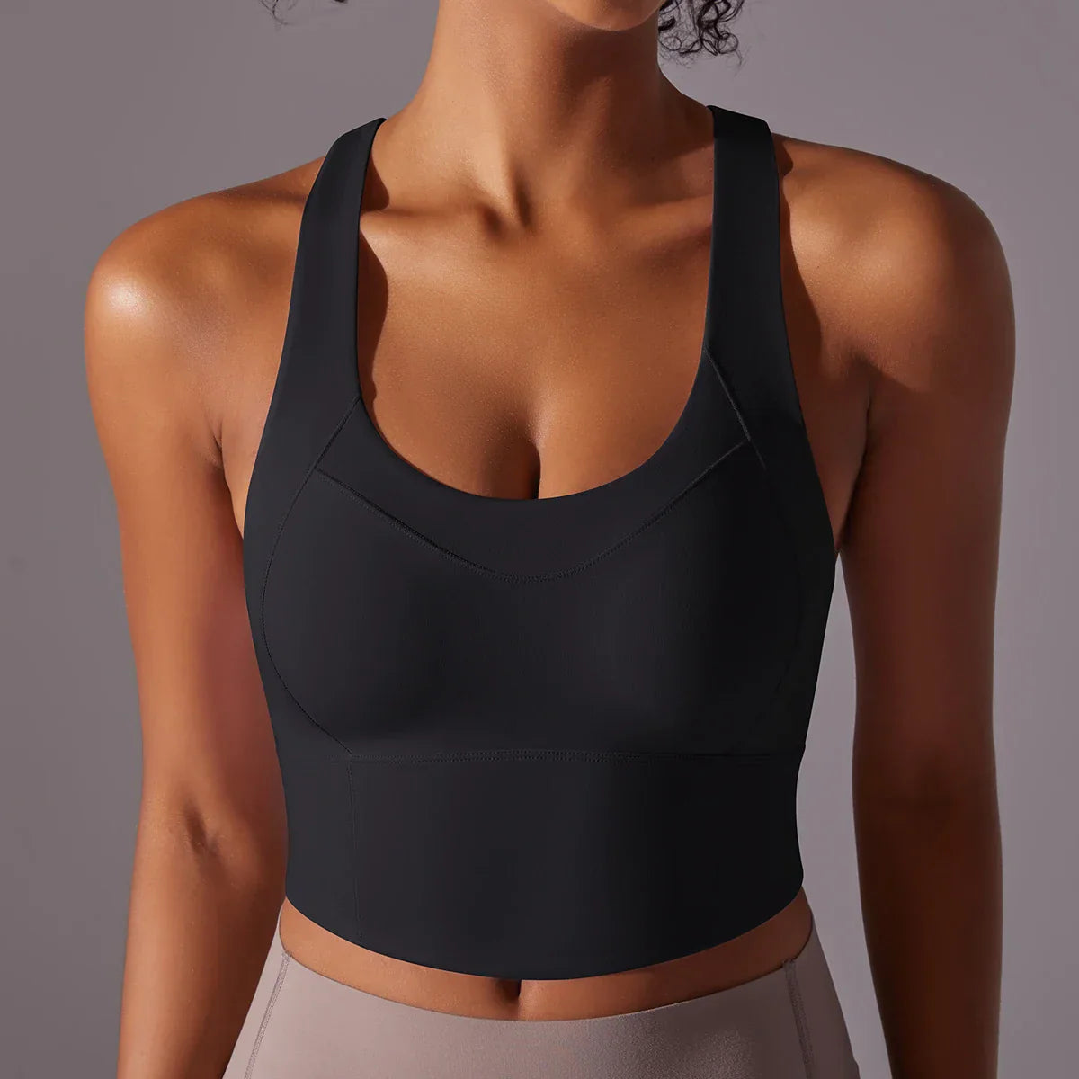 Brassière de sport femme – Maintien élevé – Dos nageur – Tissu stretch respirant