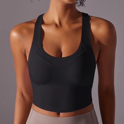 Brassière de sport femme – Maintien élevé – Dos nageur – Tissu stretch respirant
