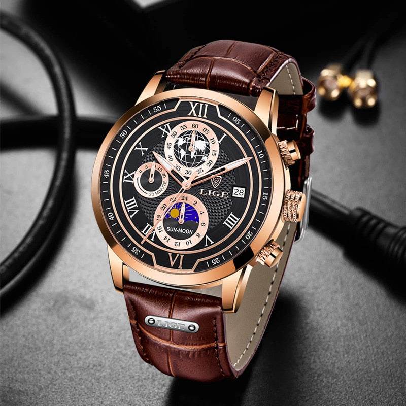 Montre Chronographe Premium en Cuir