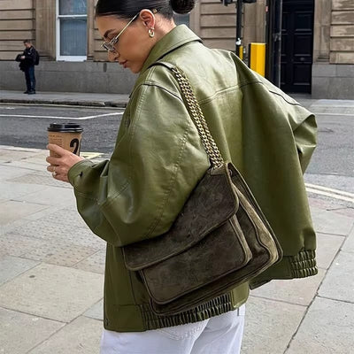 Veste en Cuir Oversize