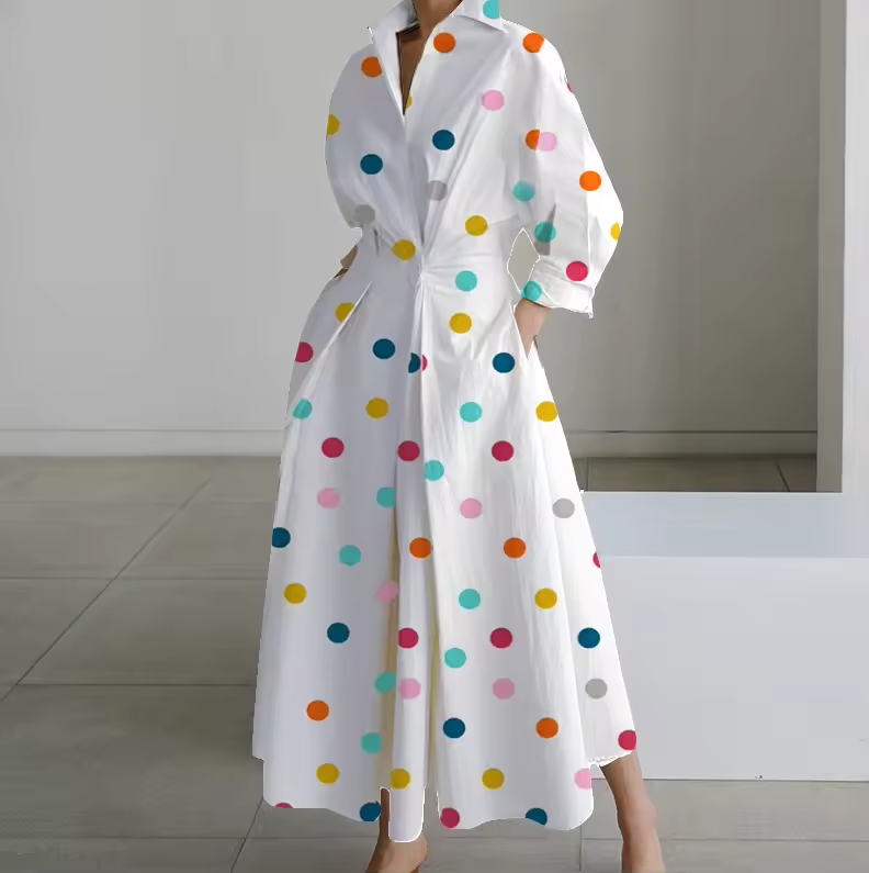 Karina | Collared Shirt Dress with Button-Down Front and Cinched Waist