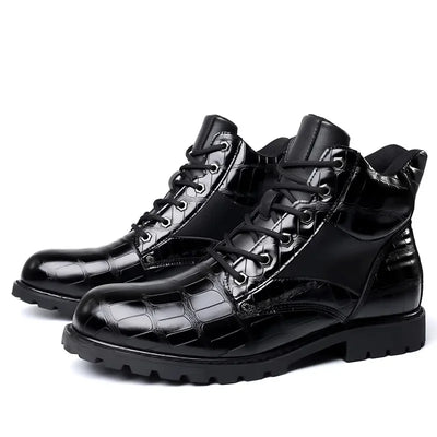 Bottes en Cuir Crocodile Luxueuses à Coupe Large