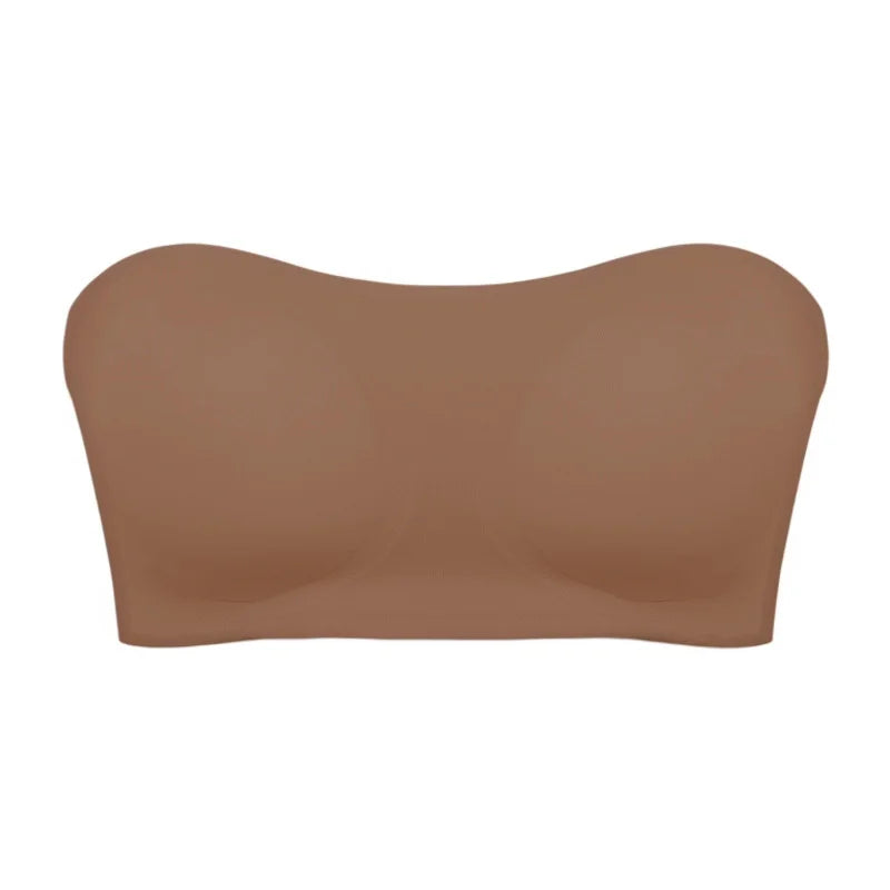 Soutien-gorge femme sans bretelles – Push-up sculptant – Maintien antidérapant – Finition invisible