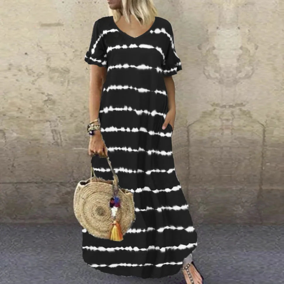 Marie™ | Robe Longue Bohème à Rayures Élégantes