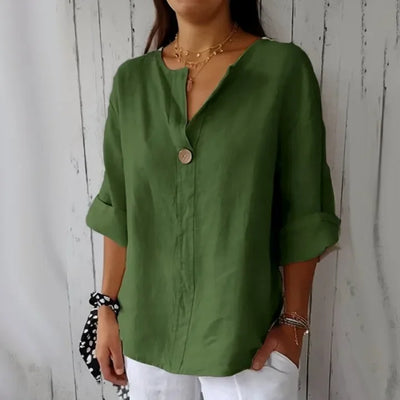 Siri™ | Blouse Lin Naturelle Bouton Signature