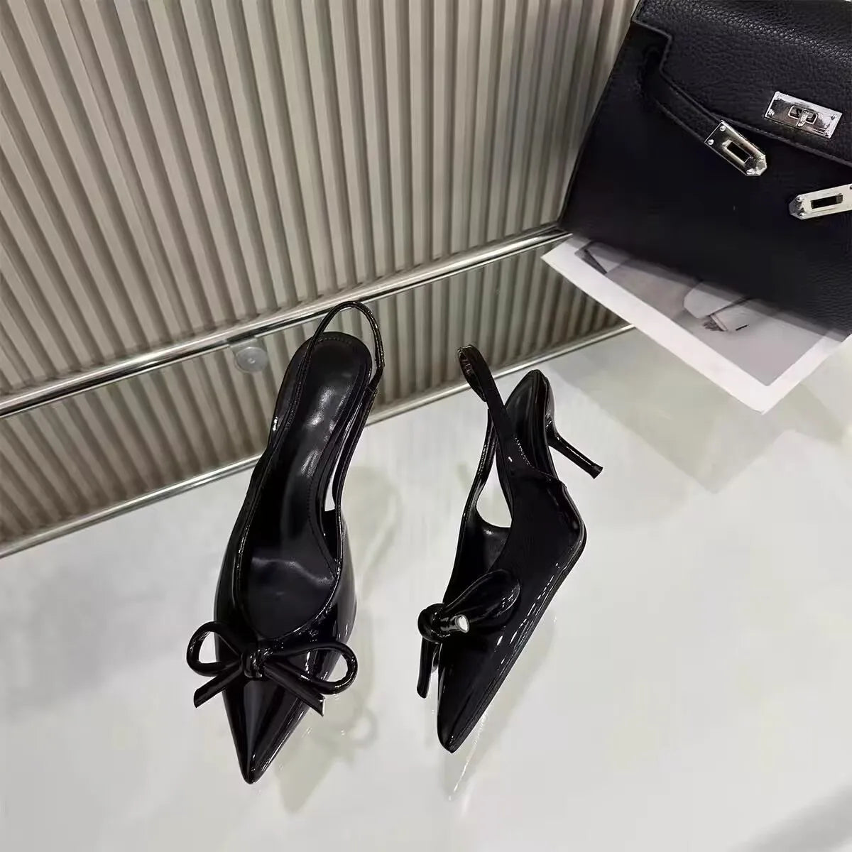 Bow Pointed Toe High Heels Sandals Women Brand Designer Shoes Fashion Slides Sexy Slingback Shoes Elegant Mules Sandals Female