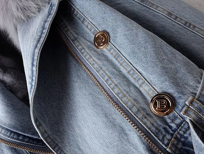 Veste en Jean Élégante avec Fausse Fourrure - Camille™