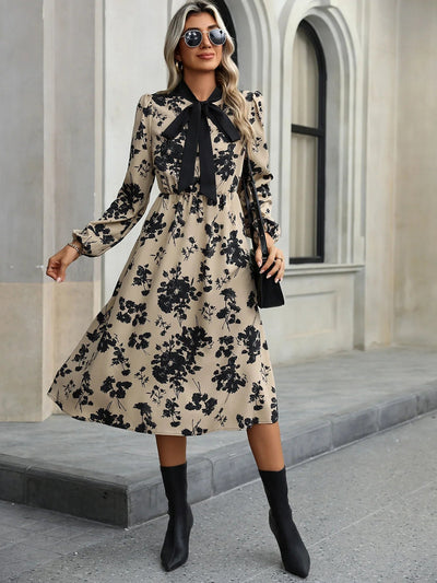Kylie | Bow-Tie Floral Print Dress Elegant and Timeless