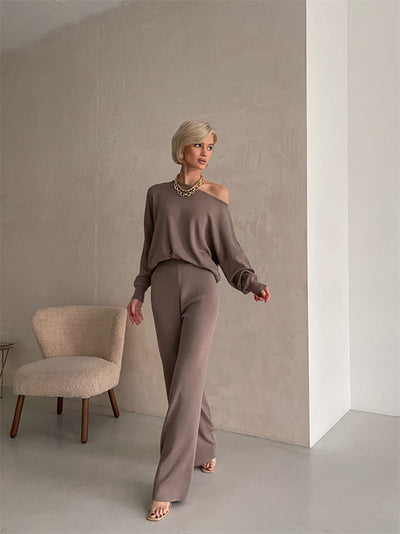 Ella™ - Ensemble de tricot d'hiver élégant en monochrome