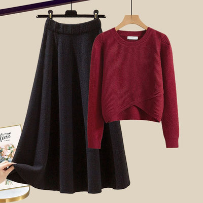 Erika™ - Ensemble Lounge en Pull Tricoté et Jupe Élégante