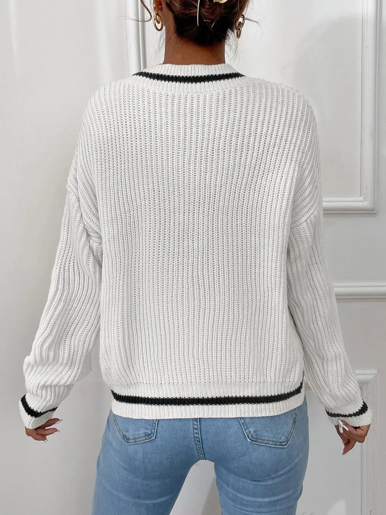 Marina | Pull en tricot gaufré rayé