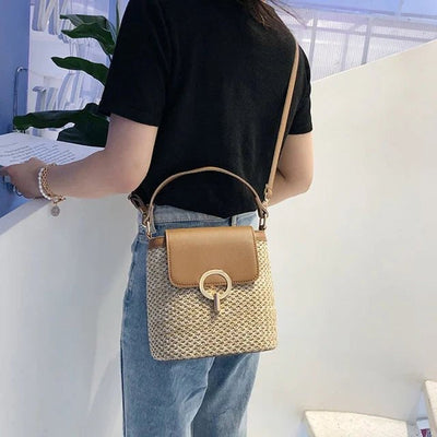 Maeva sac seau en paille tressée