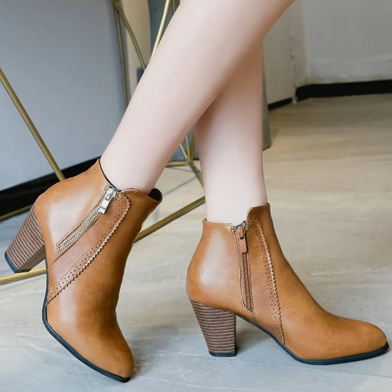 Aria - Bottines à talons hauts avec double zipper