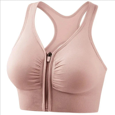 Brassière de sport femme – Maintien optimal – Fermeture zippée – Dos nageur respirant
