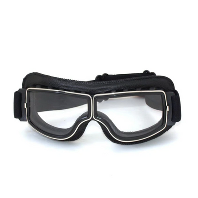 Luke - Lunettes de moto élégantes en cuir végétal vintage pour l'automne, pour elle et lui