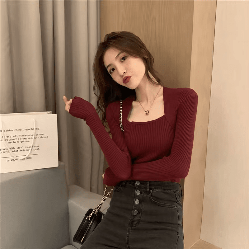 Frieda™ - Pull en tricot doux et chaud avec col carré