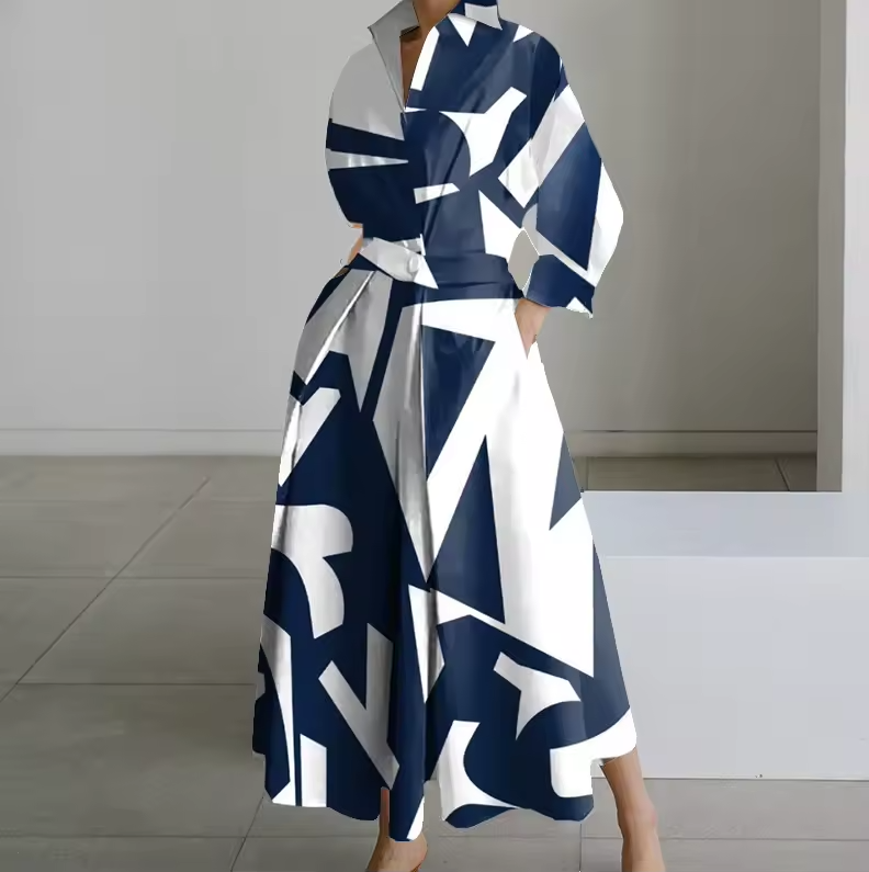 Karina | Collared Shirt Dress with Button-Down Front and Cinched Waist