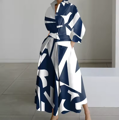 Karina | Collared Shirt Dress with Button-Down Front and Cinched Waist