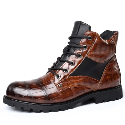 Bottes en Cuir Crocodile Luxueuses à Coupe Large