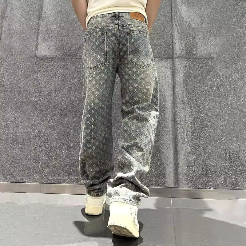 Jean en denim jacquard