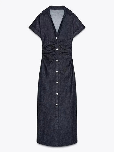 Clara | Robe midi élégante en denim
