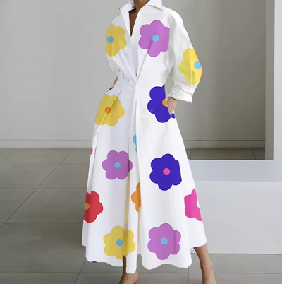 Karina | Collared Shirt Dress with Button-Down Front and Cinched Waist