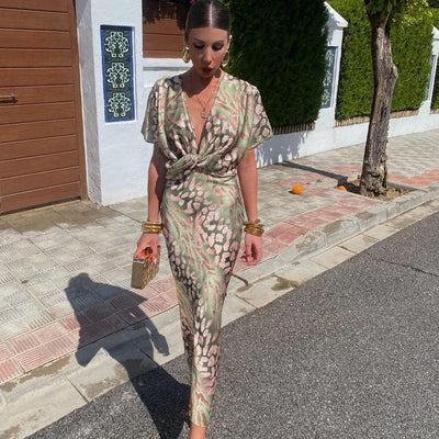 ROXANA | Abito Lungo Elegante con Dettagli Intrecciati allo Scollo