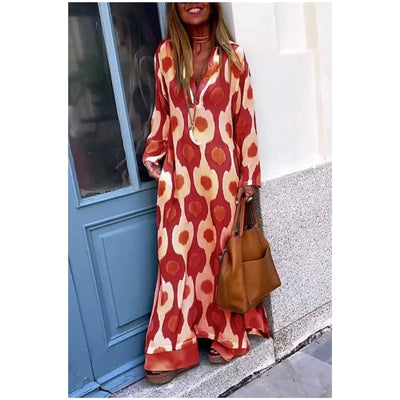 Monique™ | Robe Longue Fluide à Motifs Artistiques
